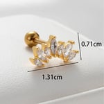 Gold color / 1 Piece Simple Series Copper  Gold Color Zircon Women's Stud Earrings Picture3